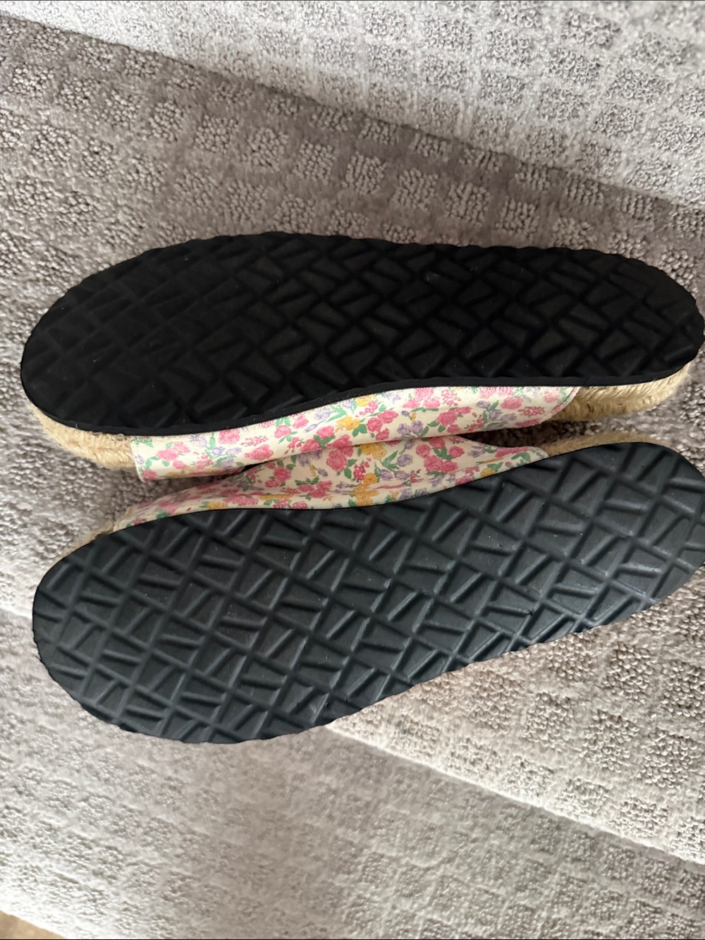 LoveShackFancy Floral Double Buckle Espadrille Slide Sandals in Pink and Yellow - Picture 3 of 5